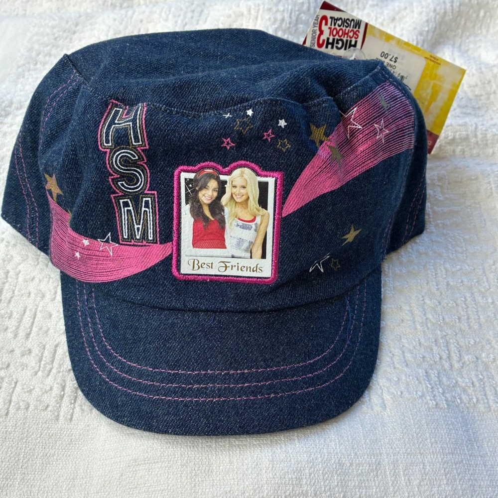 Disney High School Musical 3 Denim Cadet Hat Best Friends Gabriella Sharpay NEW